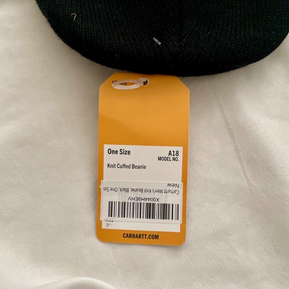 Carhartt Black Knit Cuffed Beanie Hat A18 New NWT - Picture 2 of 4